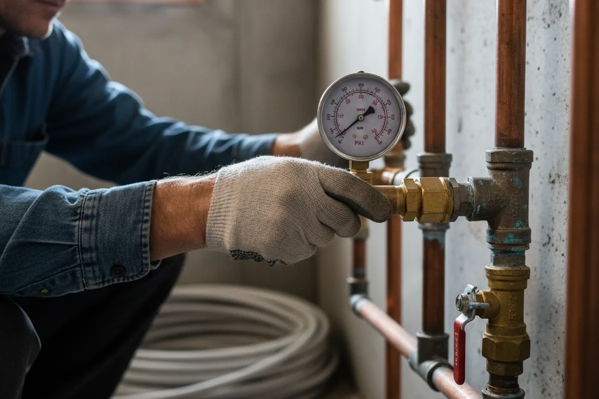 Pressure testing a repaired line during Water Line Repair in Mc Gill